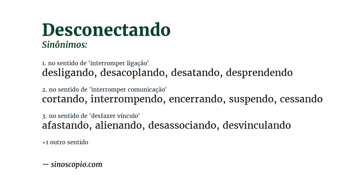 Sinônimo de desconectando