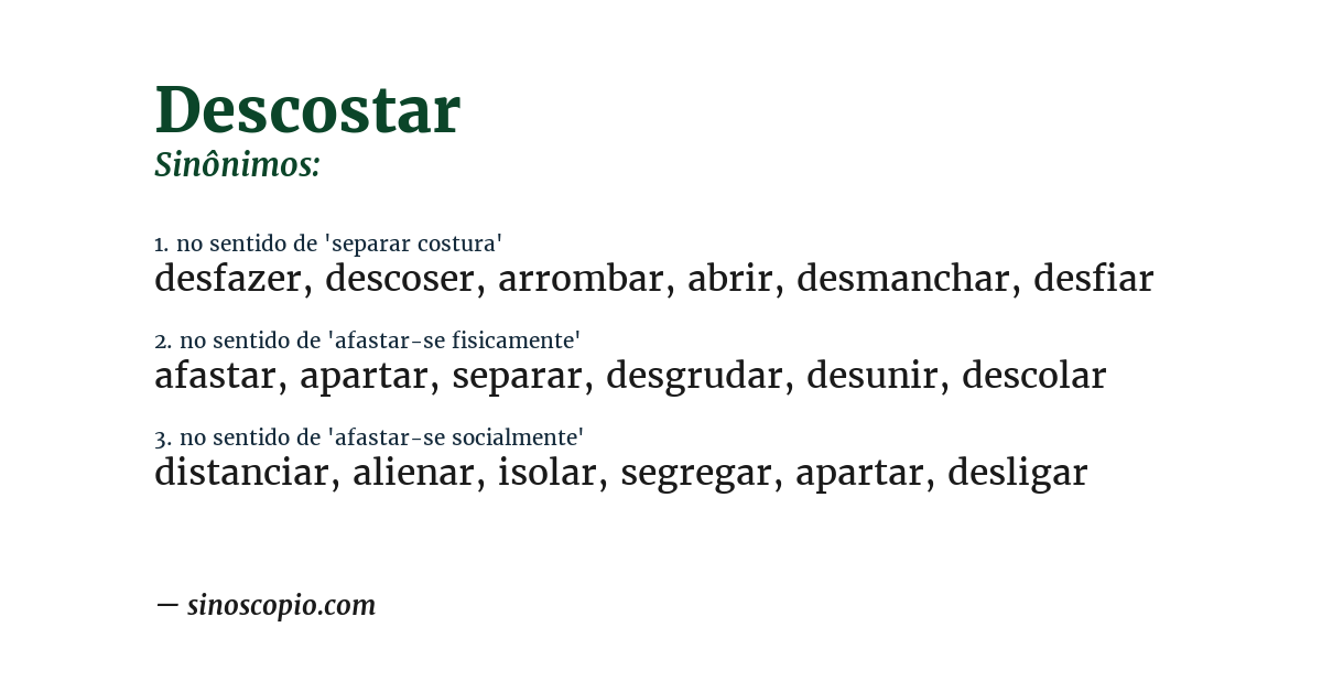 Sinônimo de descostar