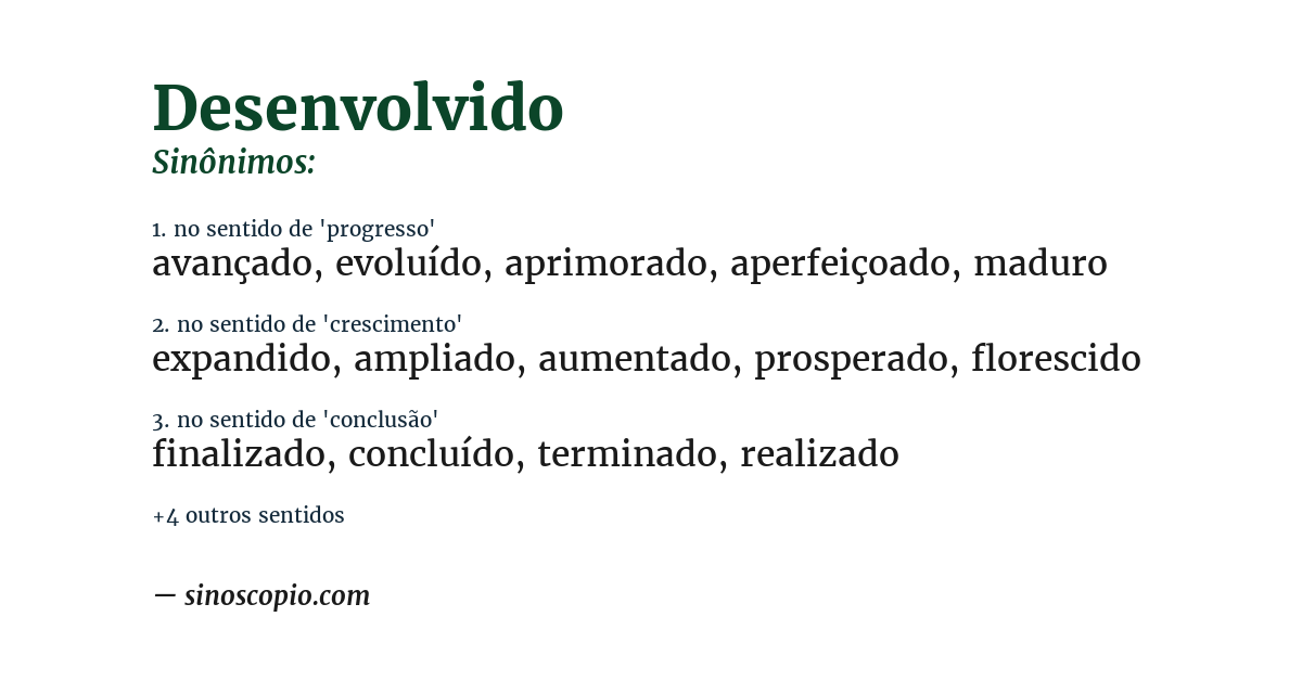 Sinônimo de desenvolvido