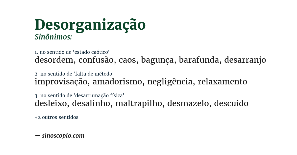 Sinônimo de desorganização