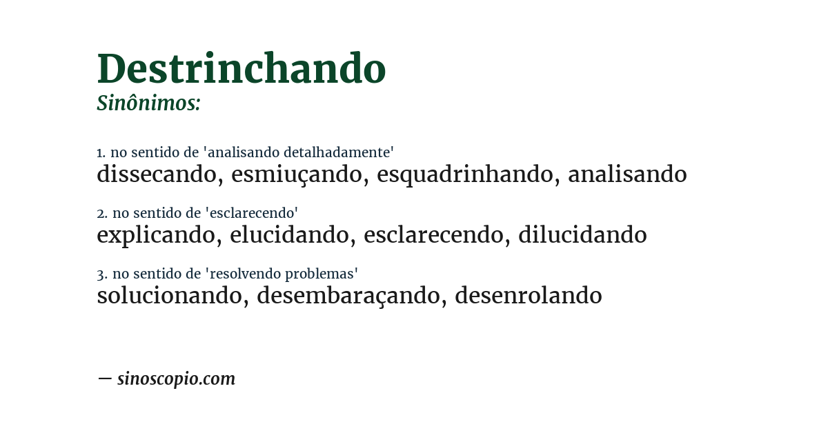 Sinônimo de destrinchando