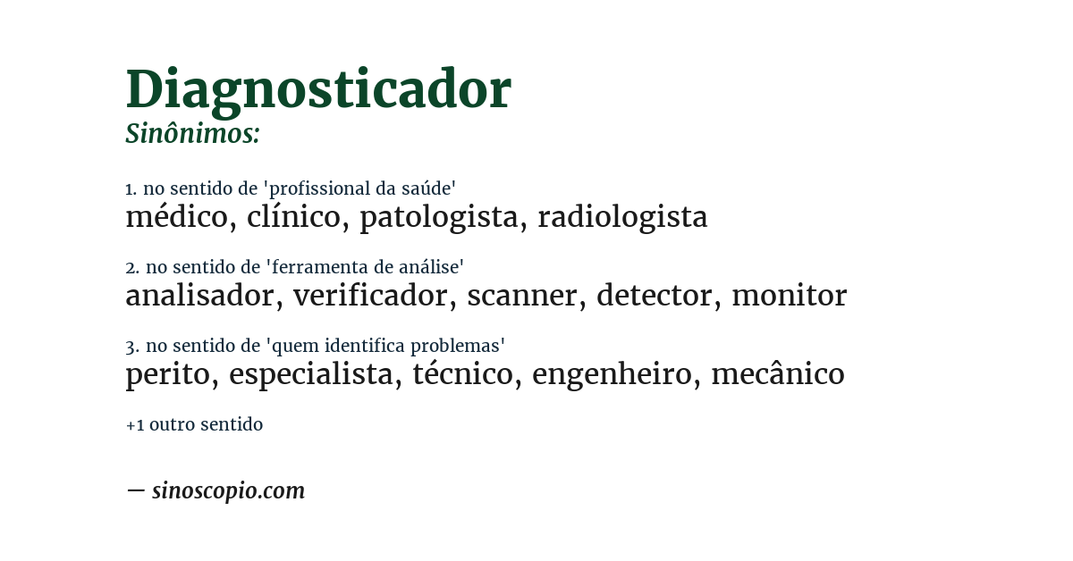 Sinônimo de diagnosticador