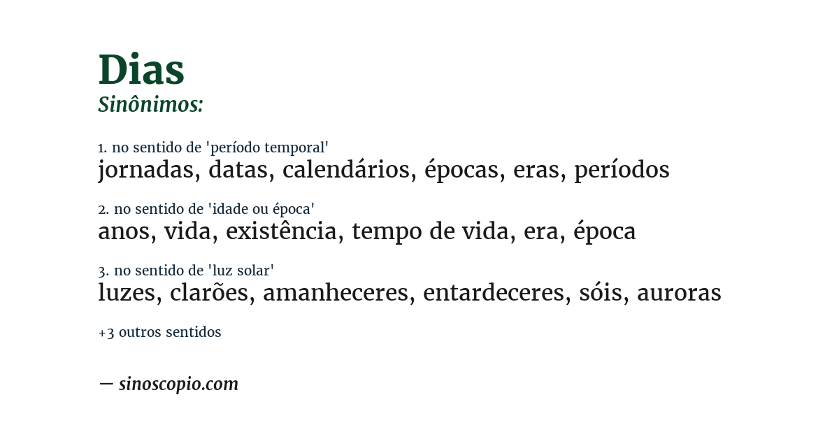 Sinônimo de dias
