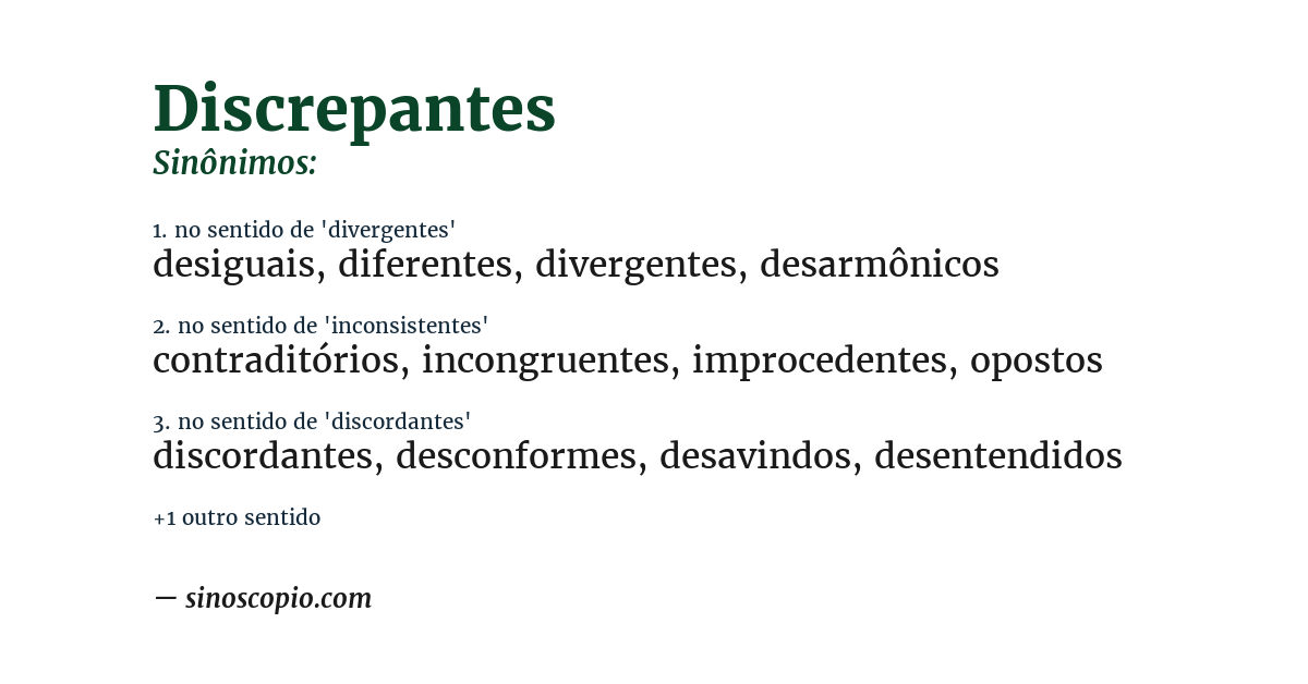 Sinônimo de discrepantes
