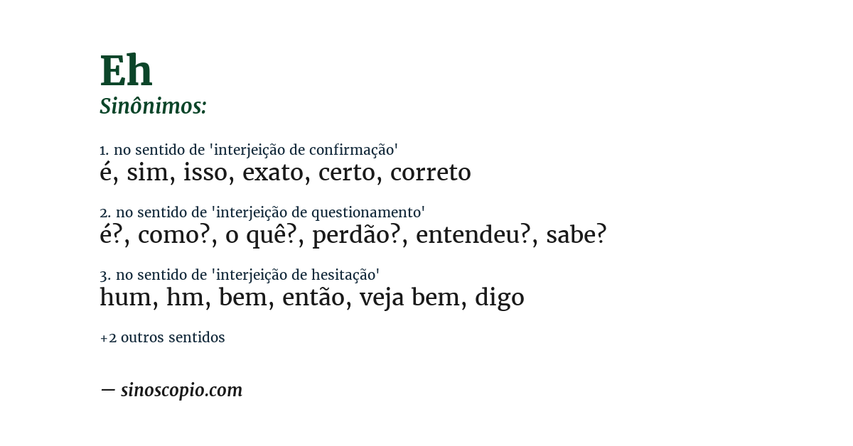 Sinônimo de eh