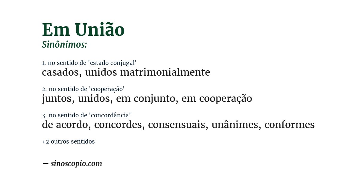 Sinônimo de em união
