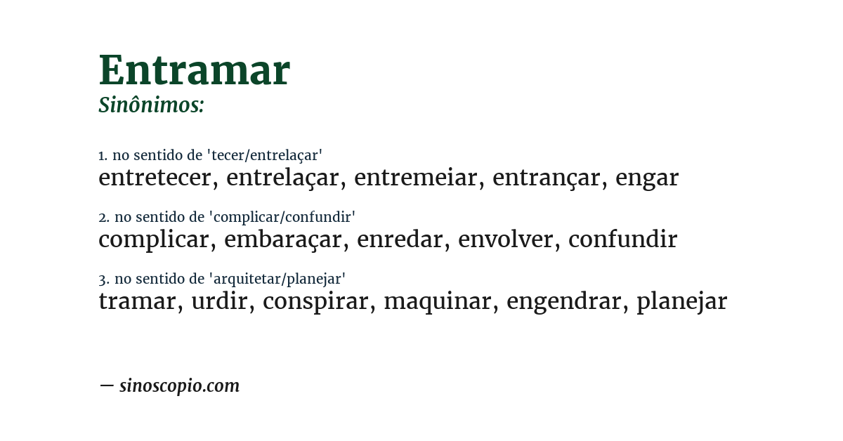 Sinônimo de entramar