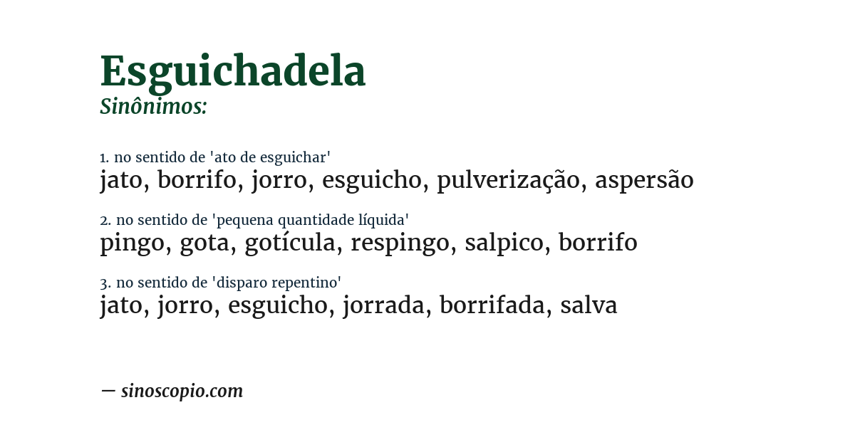 Sinônimo de esguichadela