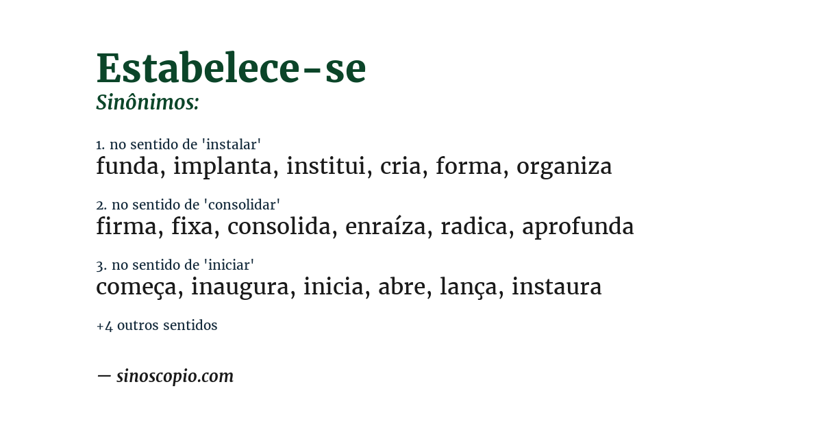 Sinônimo de estabelece-se
