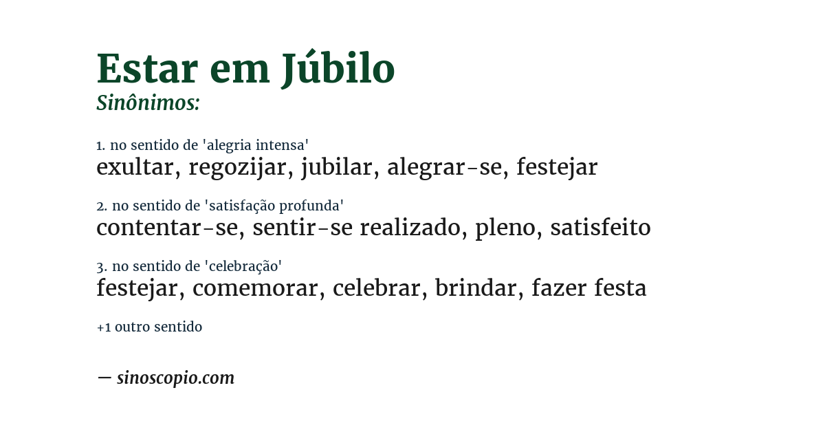 Sinônimo de estar em júbilo