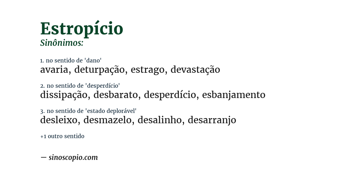 Sinônimo de estropício
