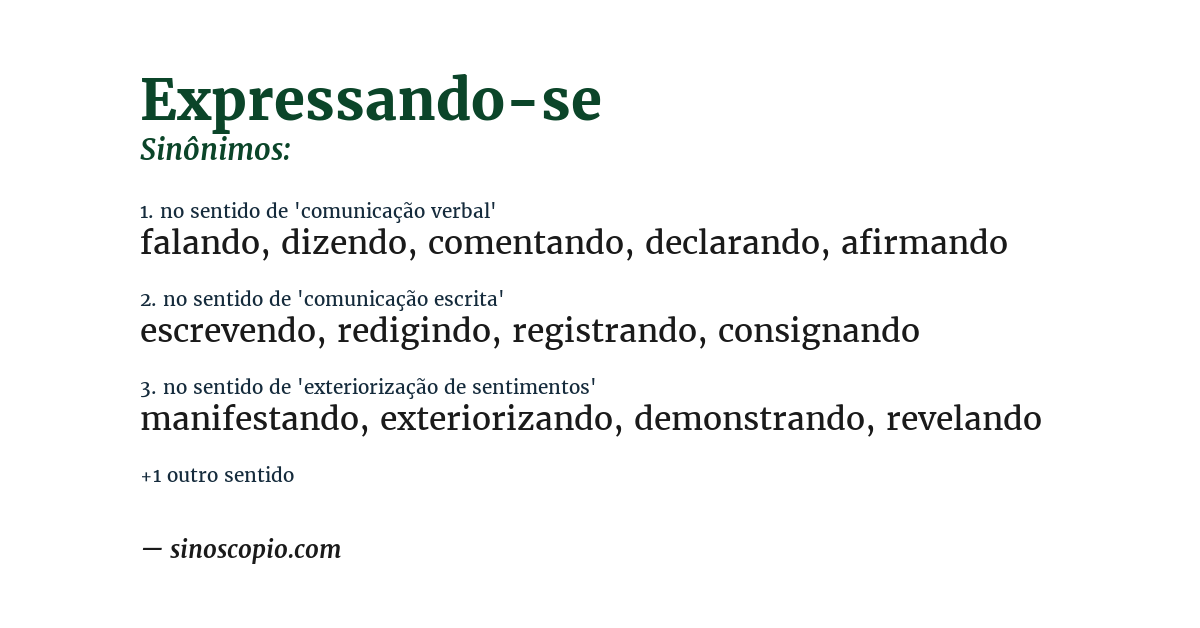 Sinônimo de expressando-se