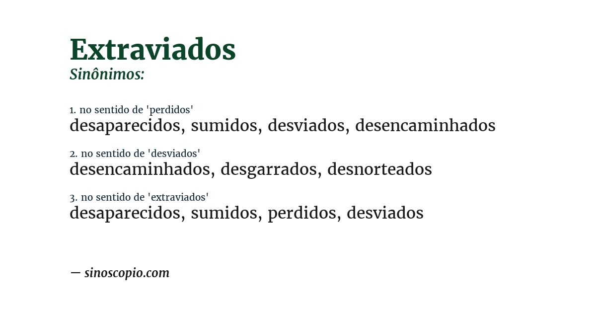 Sinônimo de extraviados