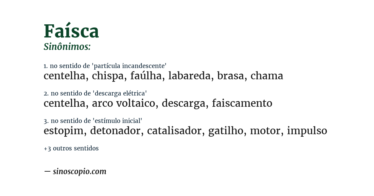 Sinônimo de faísca