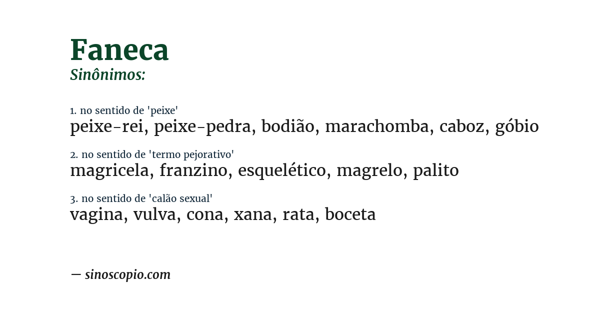Sinônimo de faneca