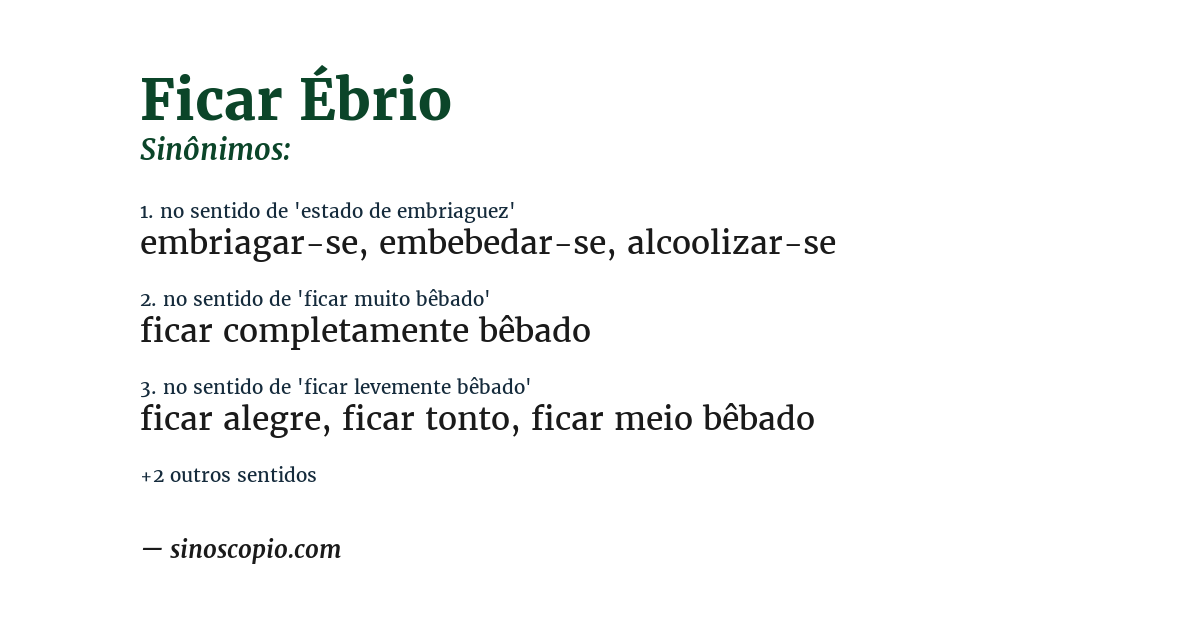 Sinônimo de ficar ébrio