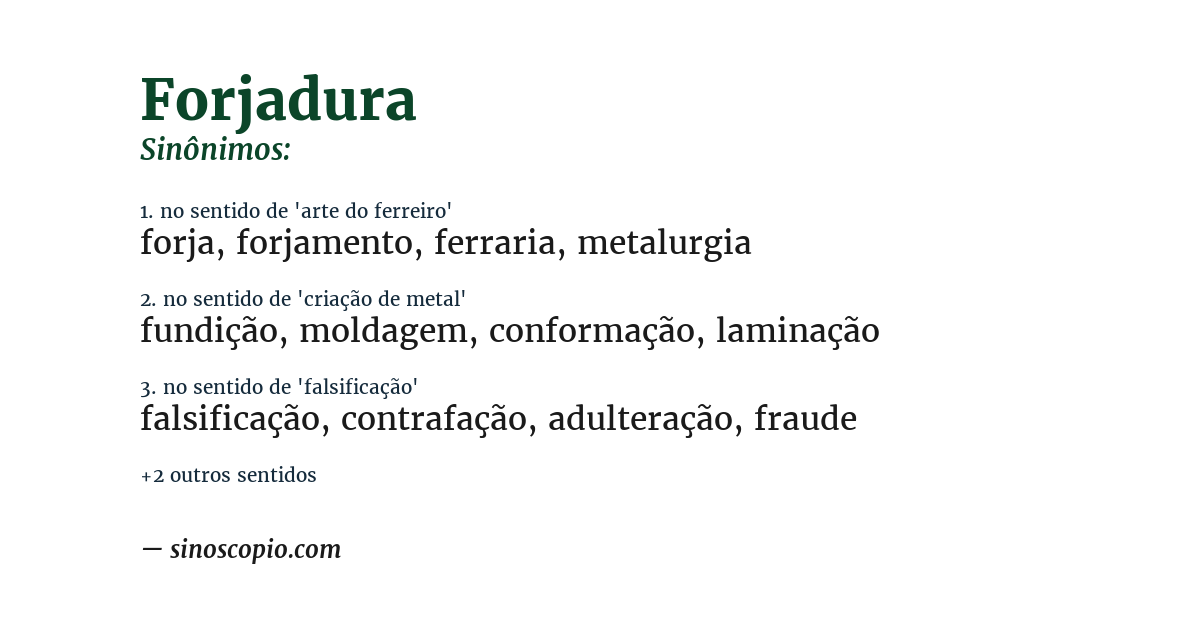 Sinônimo de forjadura