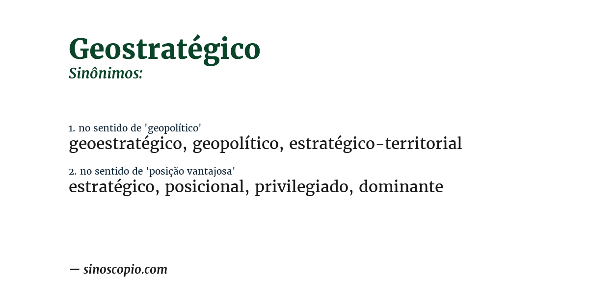 Sinônimo de geostratégico