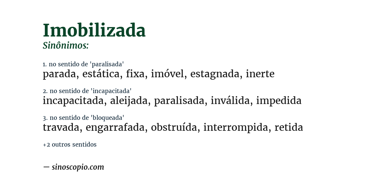 Sinônimo de imobilizada