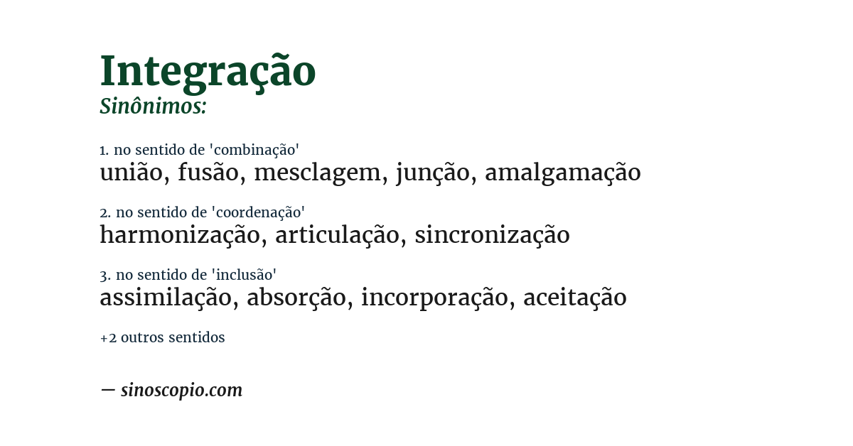 Sinônimo de integração