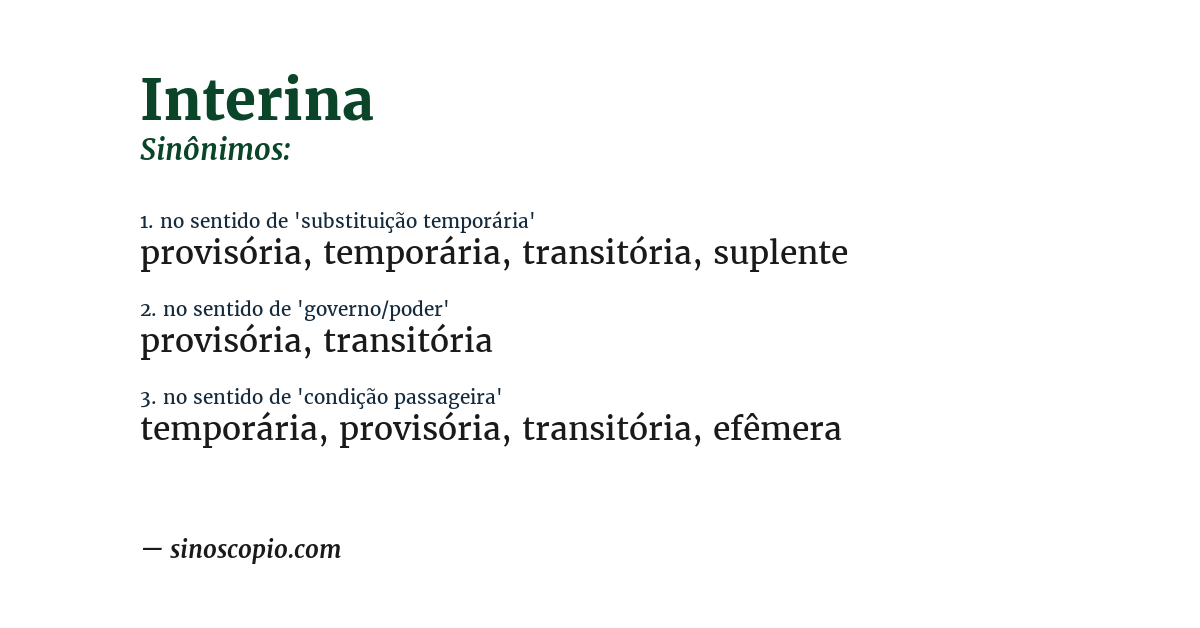Sinônimo de interina