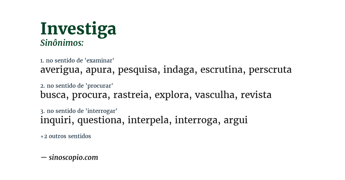 Sinônimo de investiga