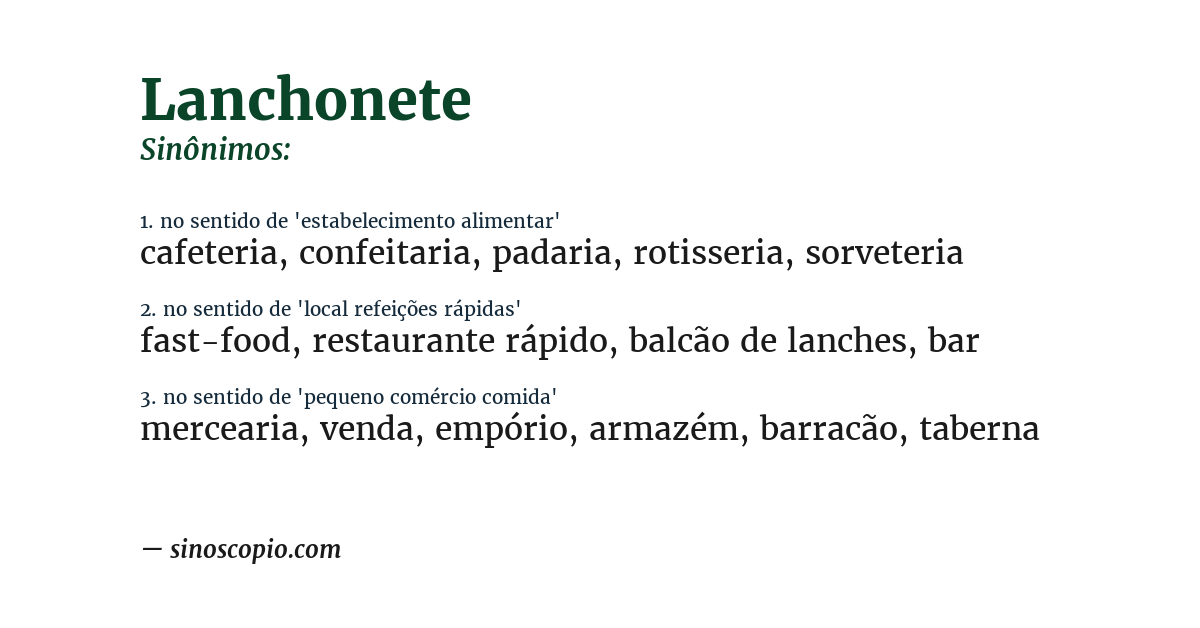 Sinônimo de lanchonete