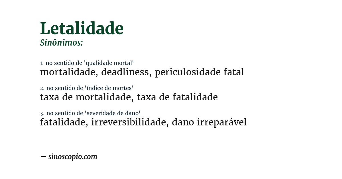 Sinônimo de letalidade