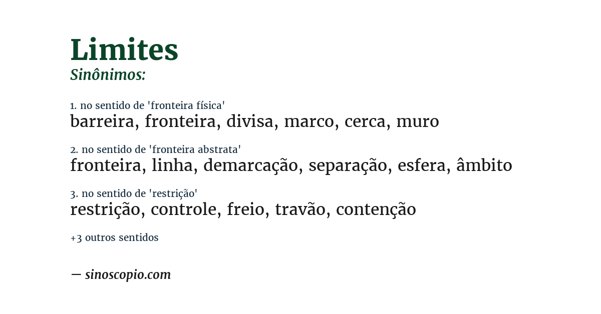 Sinônimo de limites
