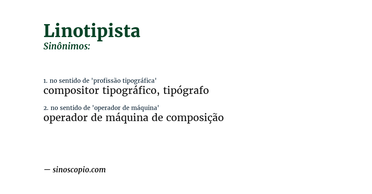 Sinônimo de linotipista