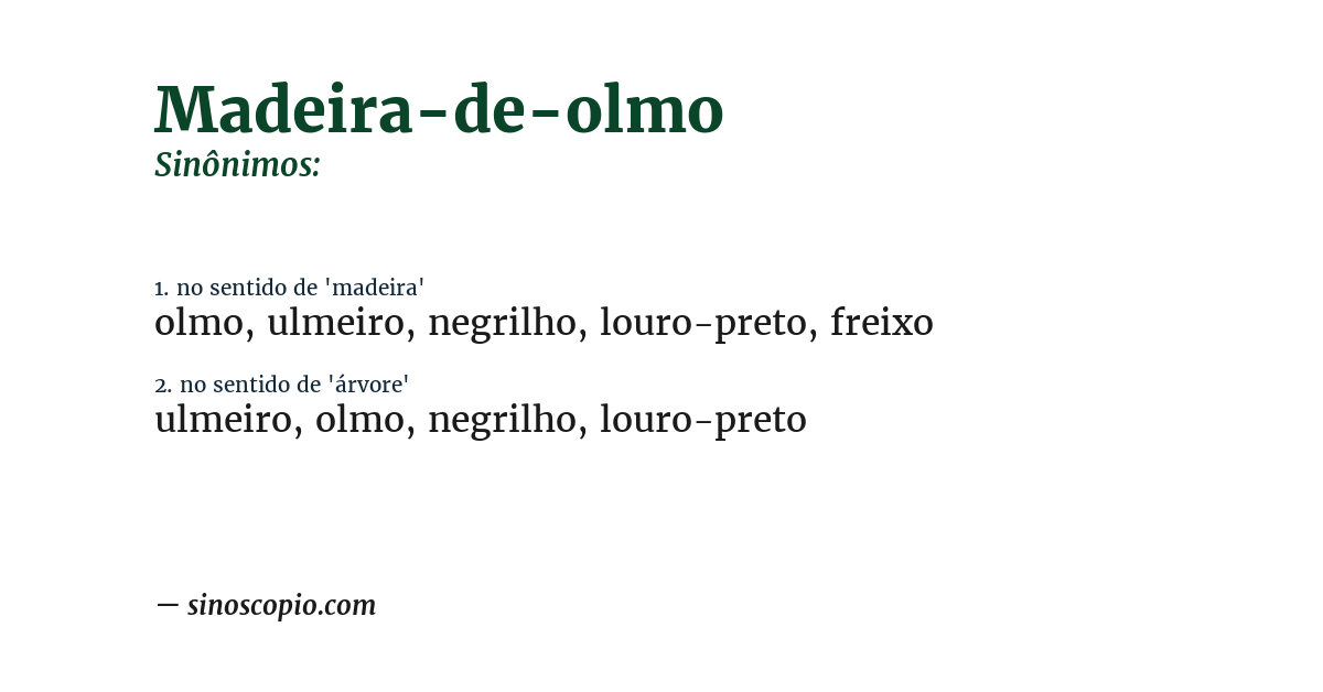 Sinônimo de madeira-de-olmo