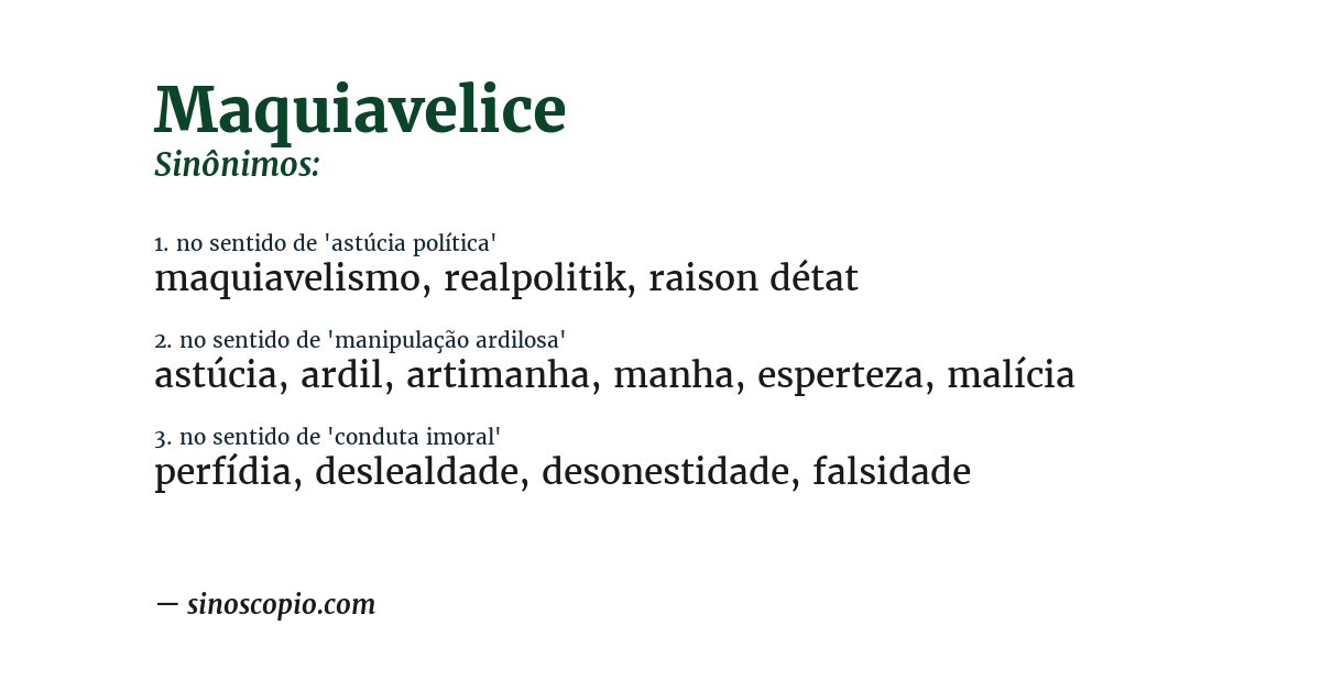 Sinônimo de maquiavelice