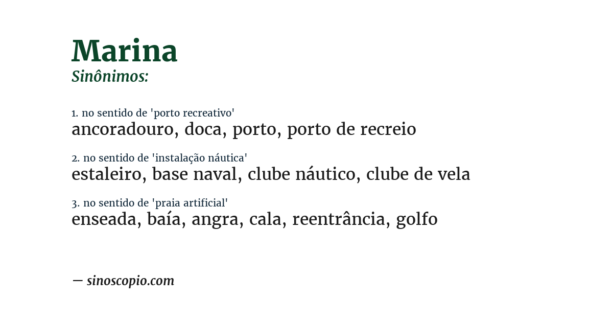 Sinônimo de marina