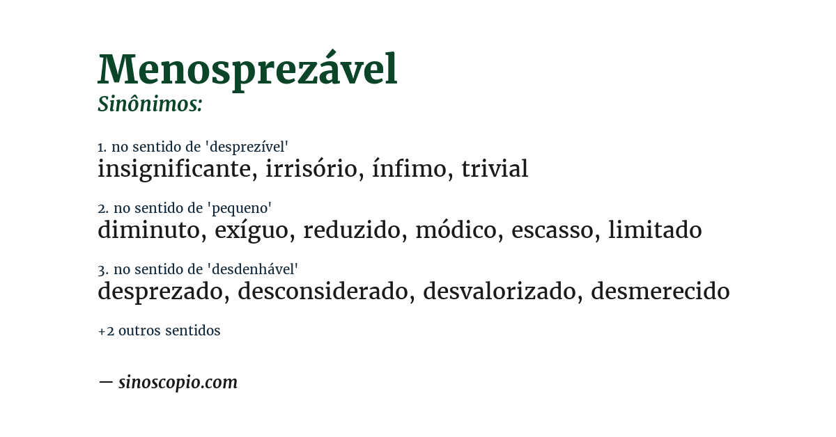 Sinônimo de menosprezável