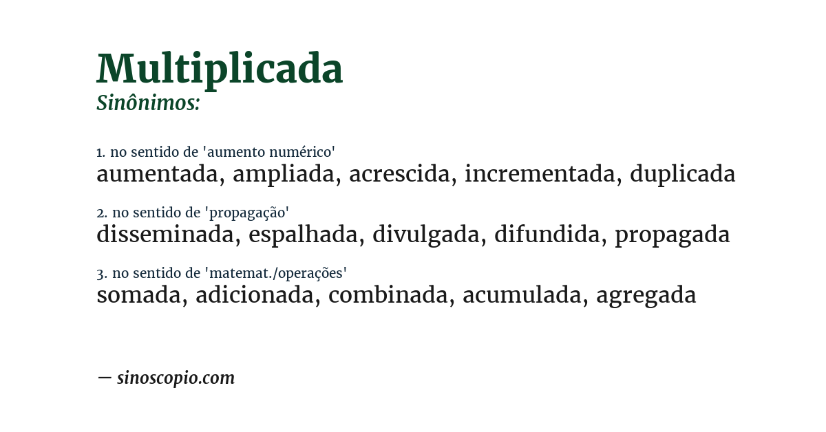 Sinônimo de multiplicada