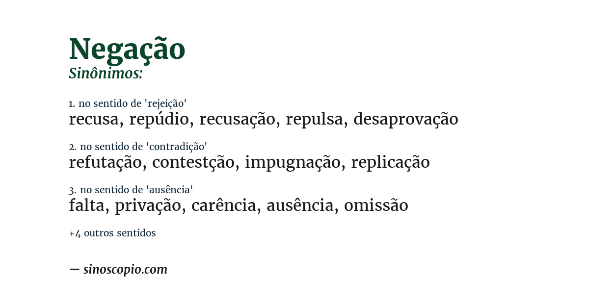 Sinônimo de negação