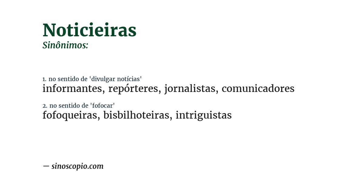 Sinônimo de noticieiras