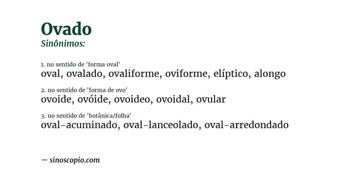 Sinônimo de ovado