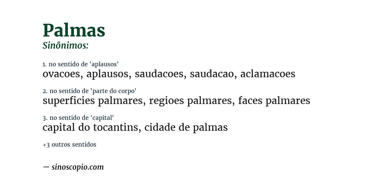 Sinônimo de palmas