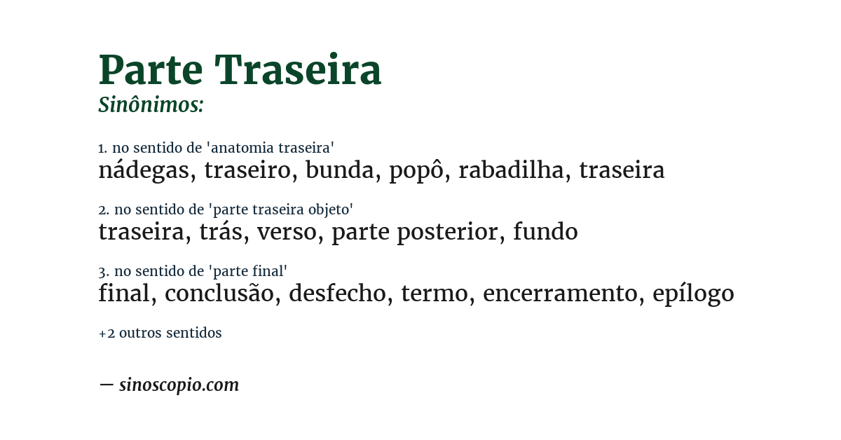 Sinônimo de parte traseira