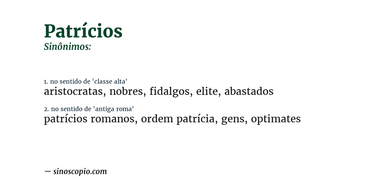 Sinônimo de patrícios