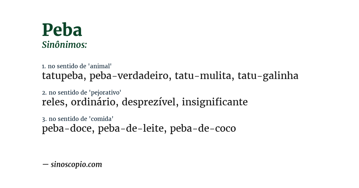 Sinônimo de peba