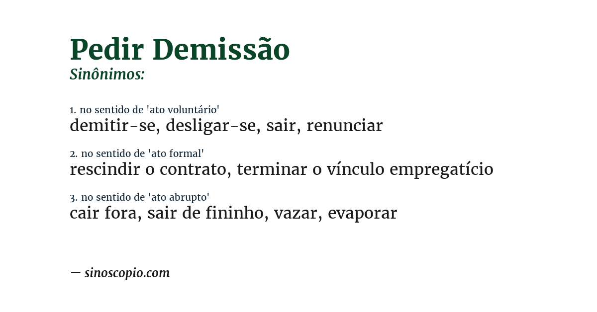 Sinônimo de pedir demissão