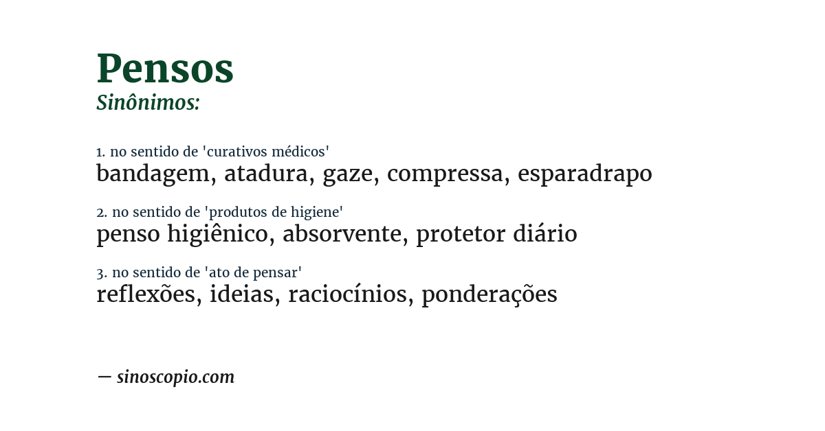 Sinônimo de pensos