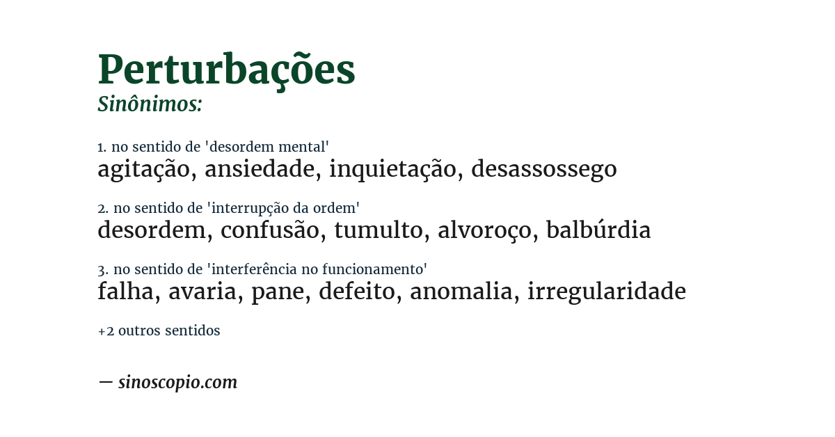 Sinônimo de perturbações