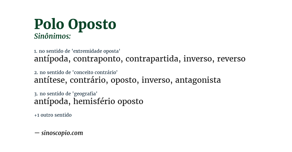 Sinônimo de polo oposto