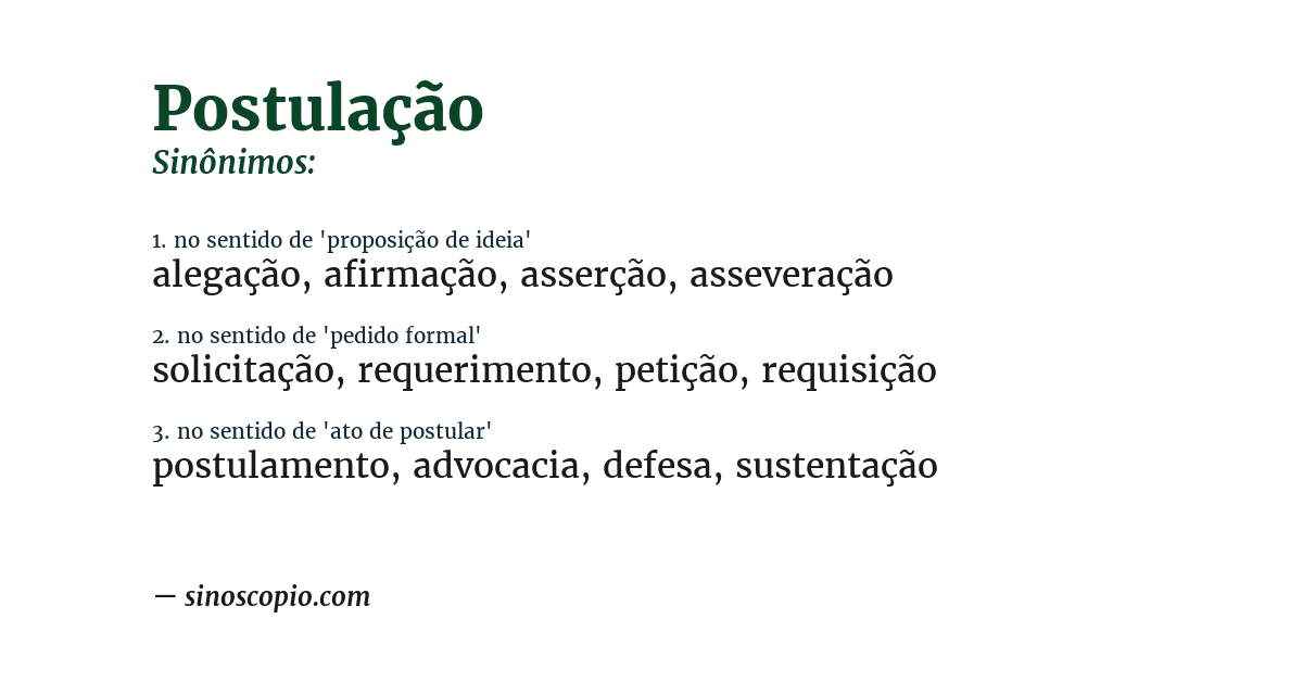 Sinônimo de postulação