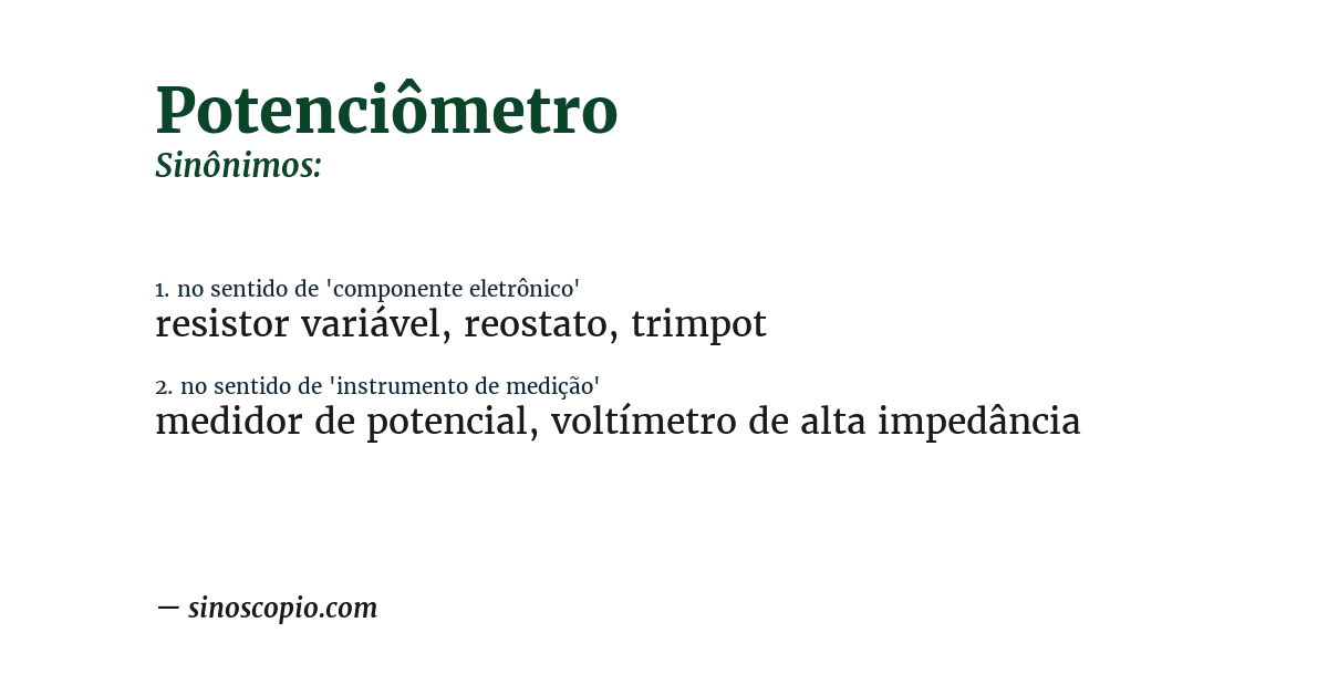 Sinônimo de potenciômetro