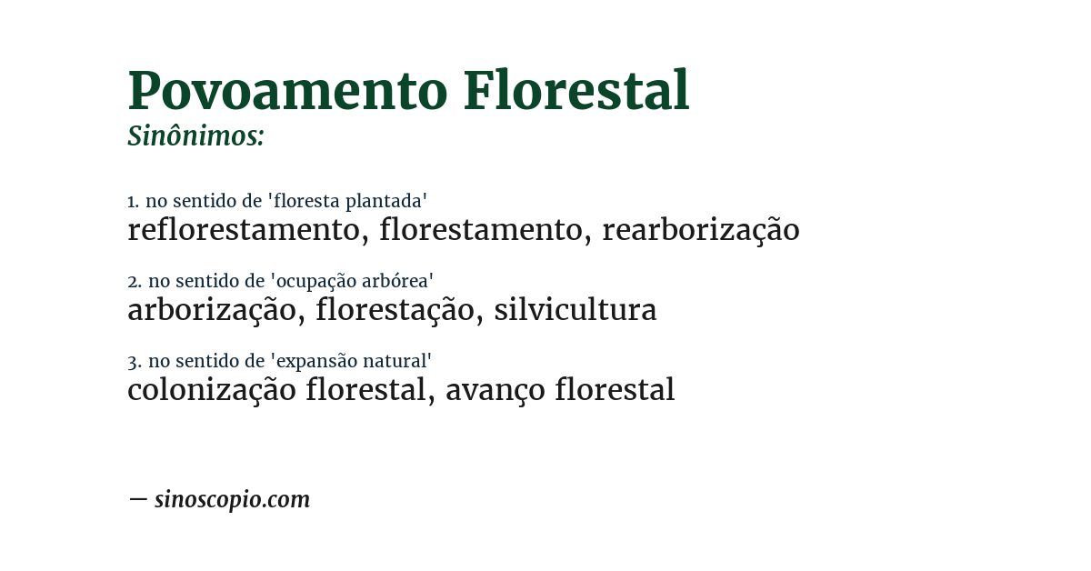 Sinônimo de povoamento florestal