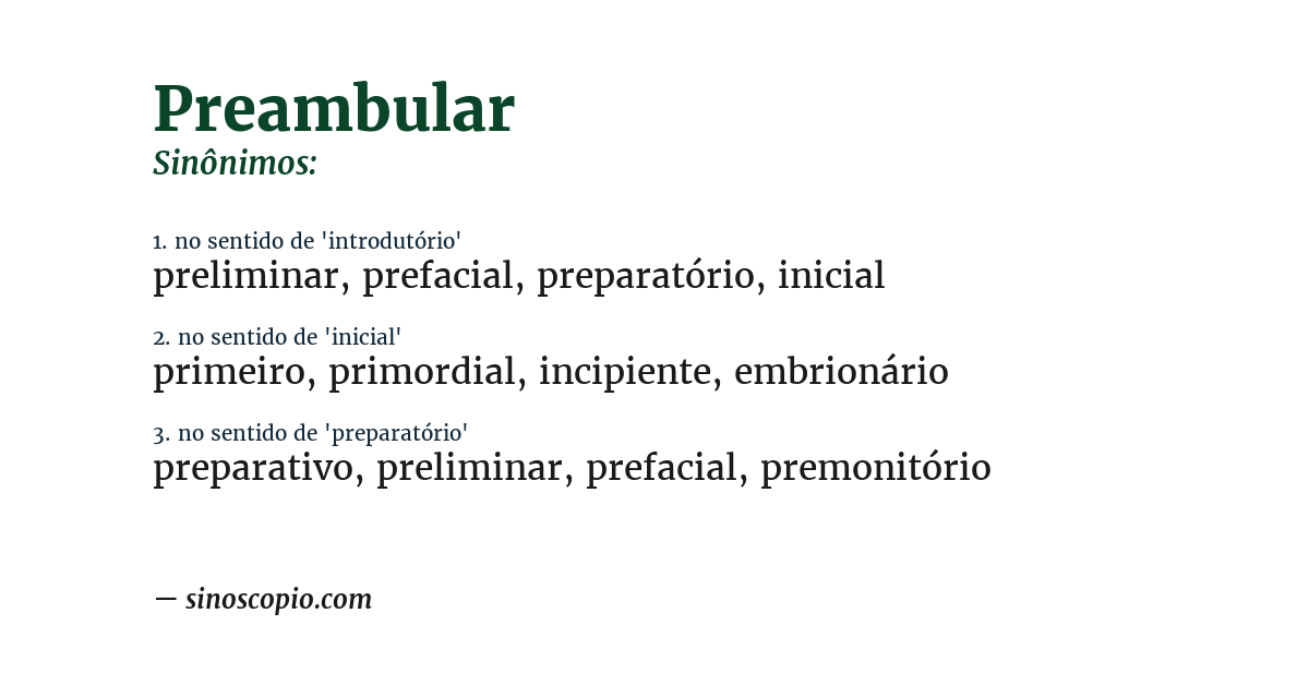 Sinônimo de preambular